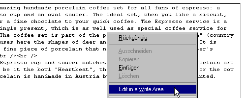 Write-Area einfügen