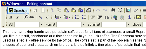 Write-Area Bedienung